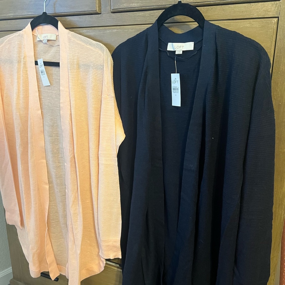 LOFT Women's Sweater Set - Peach and Navy